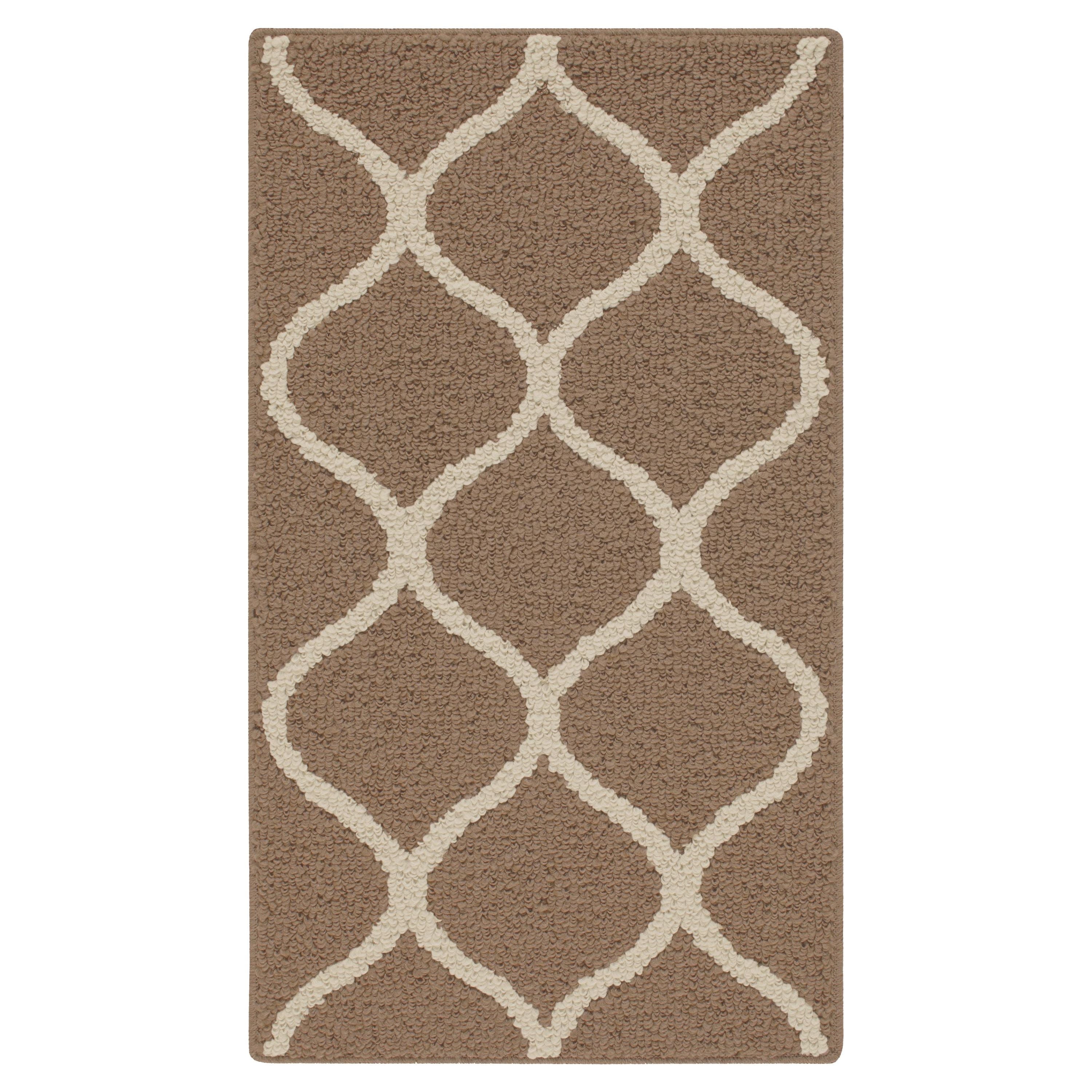Brown Tufted Non-Slip Rectangular Washable Rug