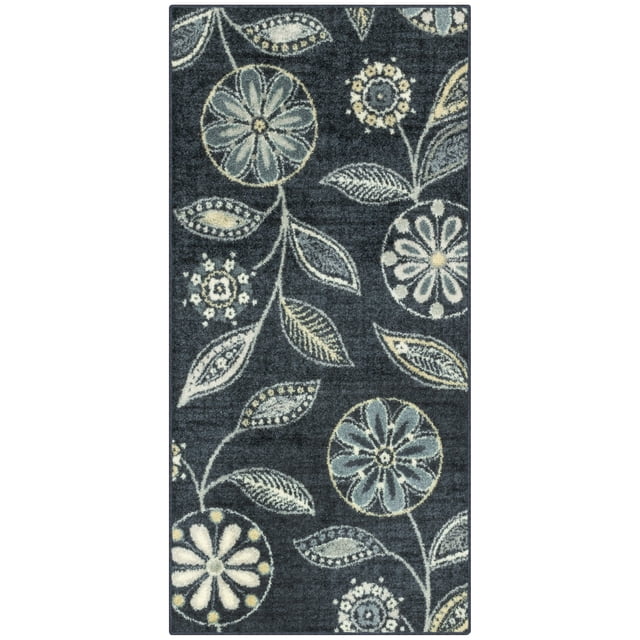 Maples Rugs Reggie Bohemian Floral Blue Washable Hallway Runner Rug, 2 ...