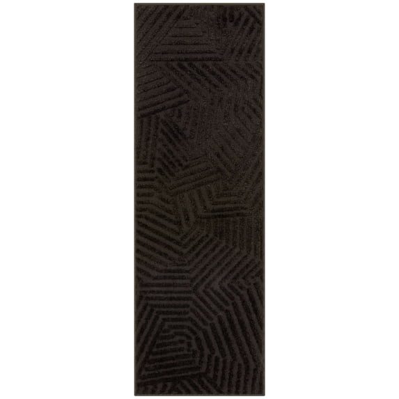 Maples Rugs Sansa Modern Geometric Indoor Washable Runner Rug, 2' x 6', Black