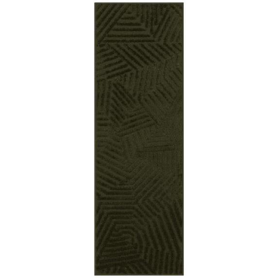 Maples Rugs Sansa Modern Geometric Indoor Washable Runner Rug, 2' x 6', Green