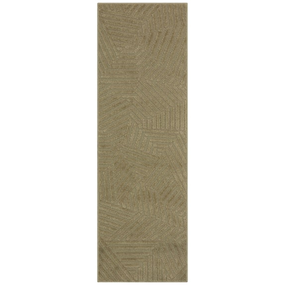 Maples Rugs Sansa Modern Geometric Indoor Washable Runner Rug, 2' x 6', Tan