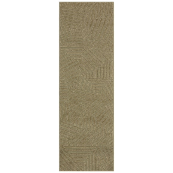Maples Rugs Sansa Modern Geometric Indoor Washable Runner Rug, 2' x 6', Tan