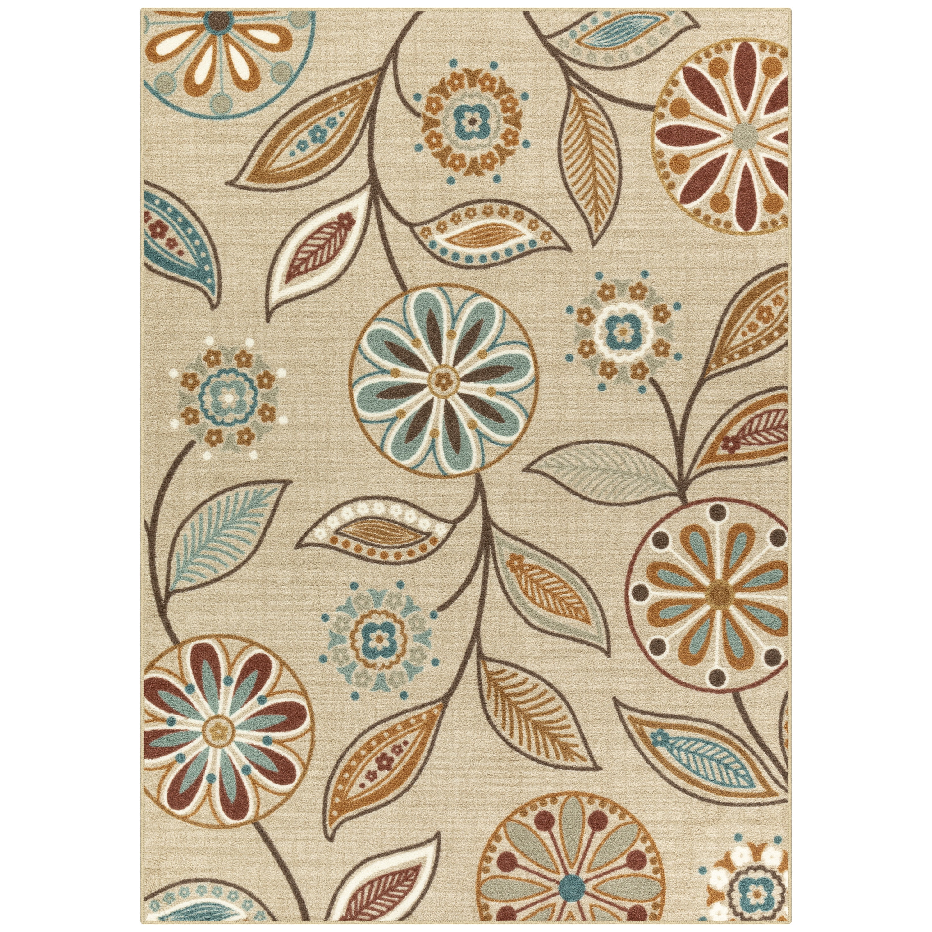 Maples Rugs Traditional Minerva Beige Multi Floral Indoor Area Rug, 7