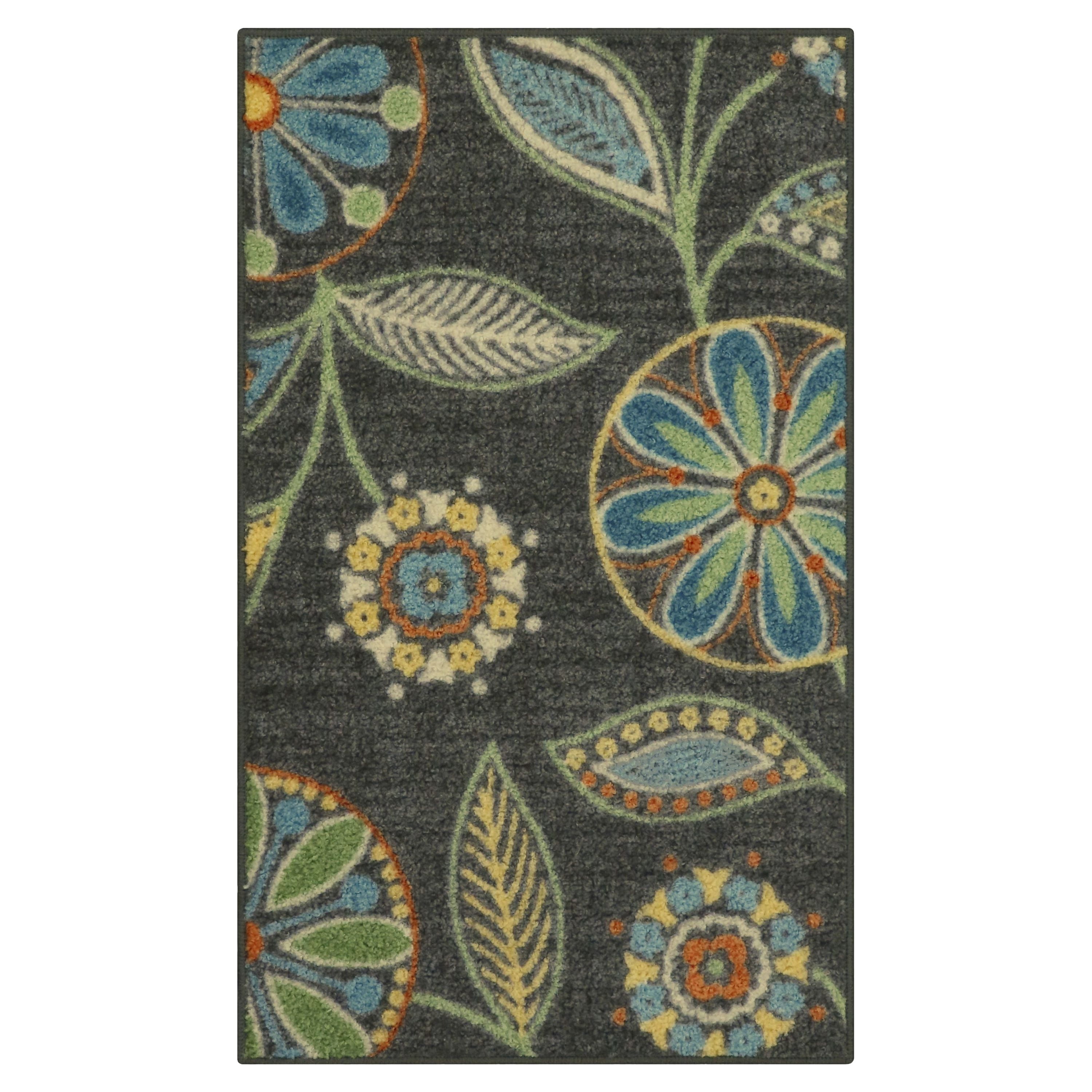 Maples Rugs Traditional Minerva Gray Multi Floral Indoor Accent Rug, 1
