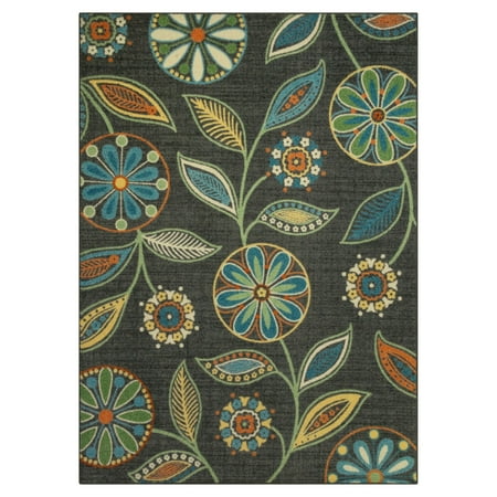 Maples Rugs Traditional Minerva Gray Multi Floral Indoor Area Rug, 5' x 7'