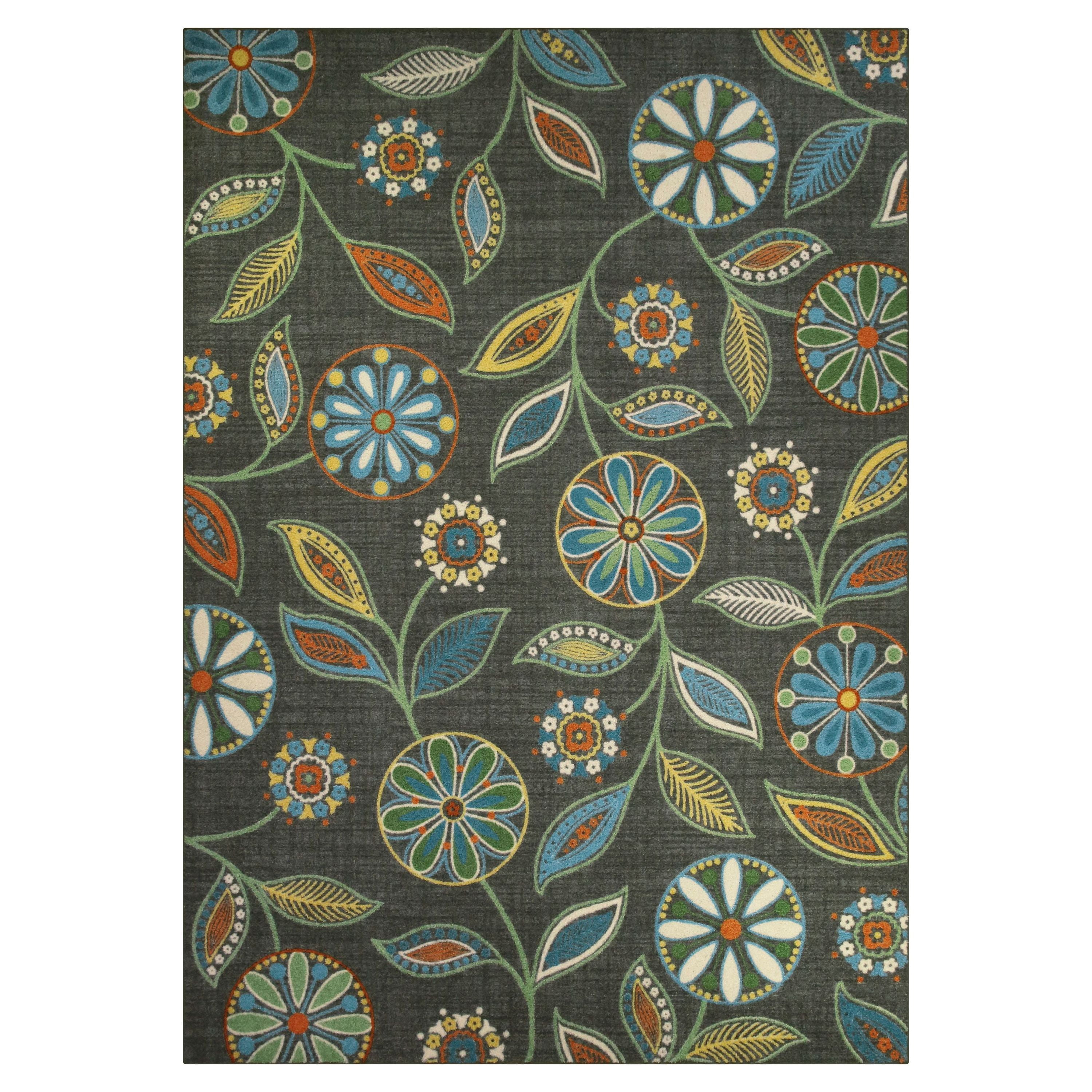 Maples Rugs Traditional Minerva Gray Multi Floral Indoor Area Rug, 7' x
