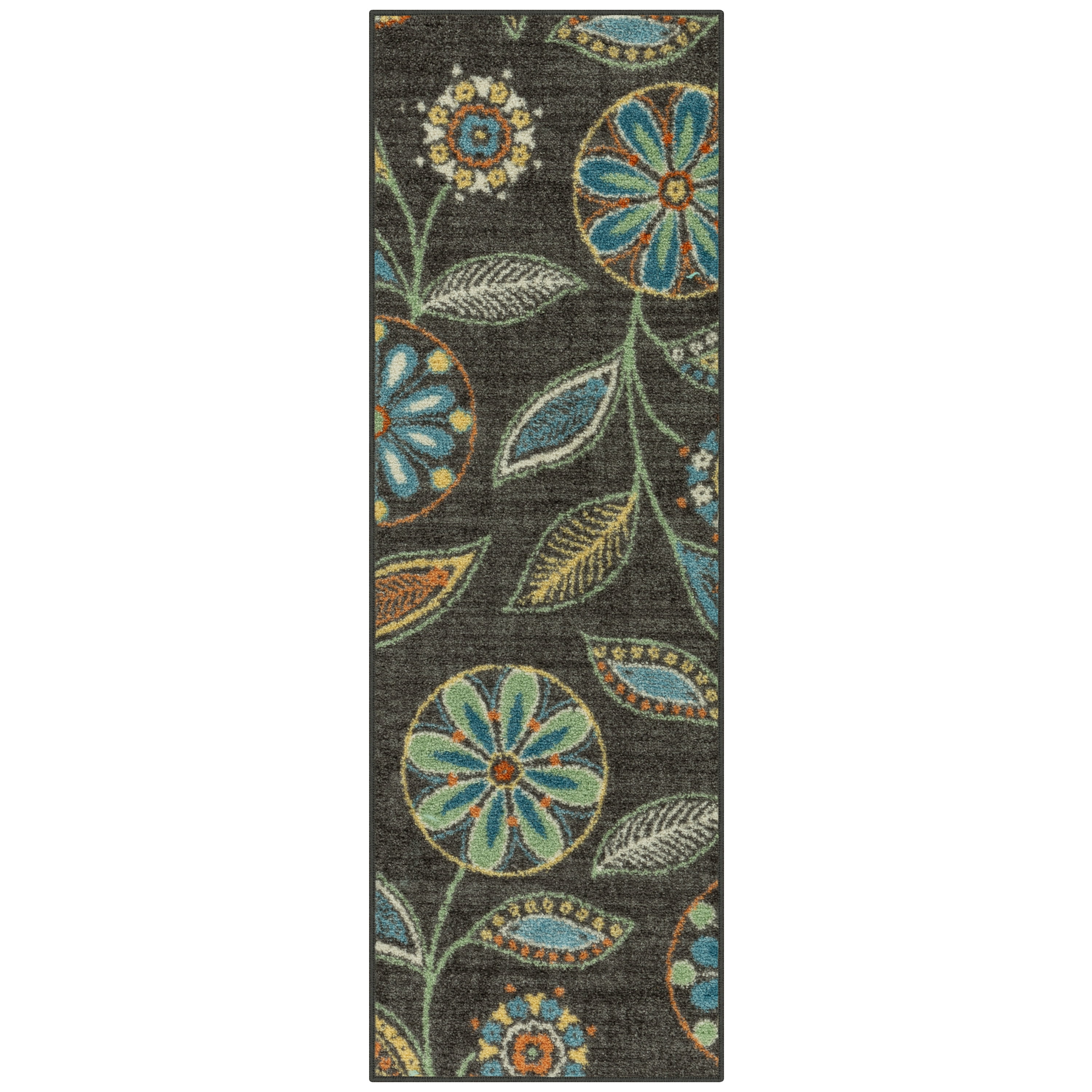Maples Rugs Traditional Minerva Gray Multi Floral Indoor Hallway Runner