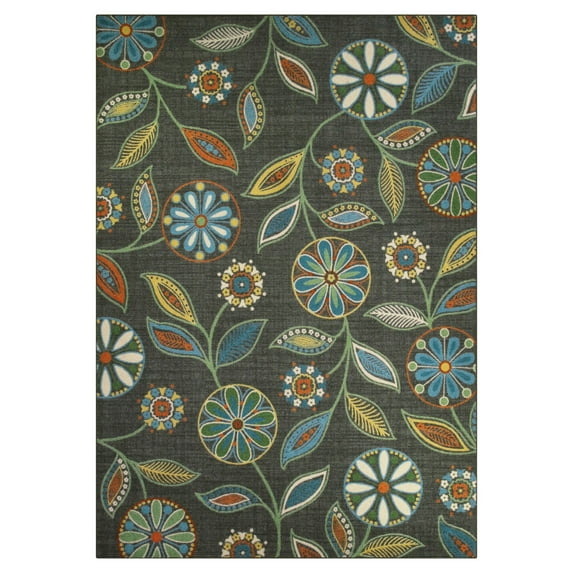 Maples Rugs Traditional Reggie Gray Multi Floral Indoor Area Rug, 7' x 10'