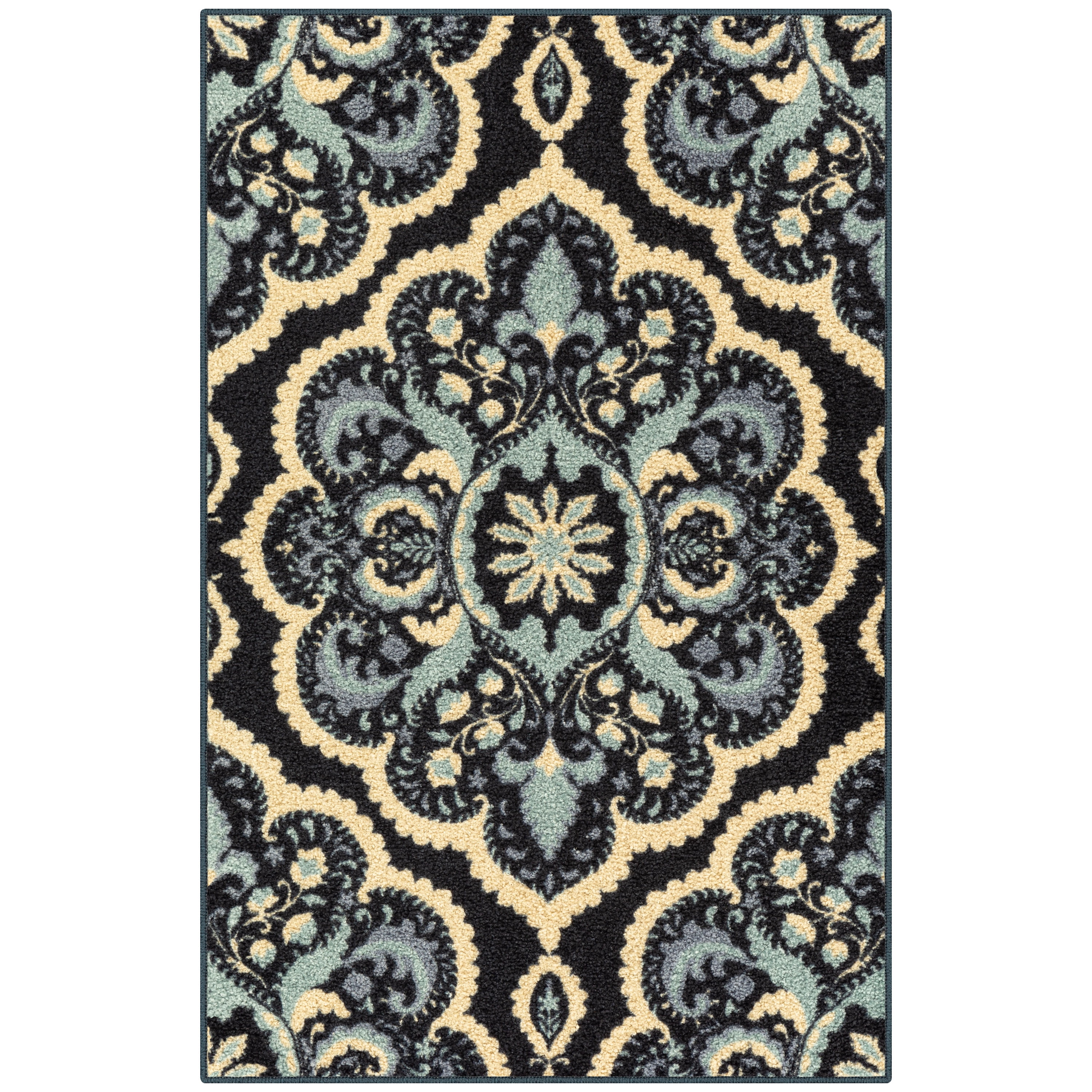 Maples Rugs Traditional Roxanne Medallion Persian Blue Indoor Accent
