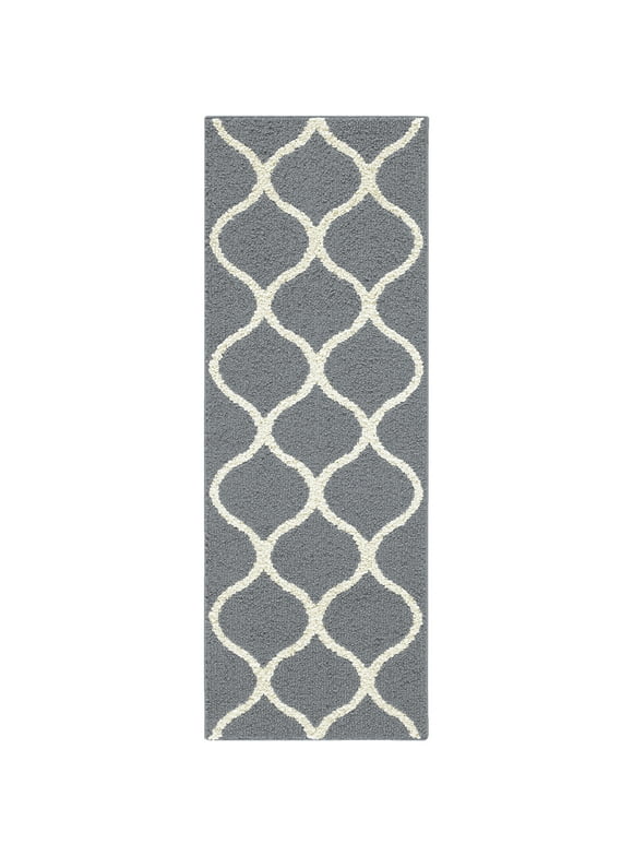 Maples Rugs Transitional Fretwork Graphite Gray Indoor Runner Rug, 1'9"x5'