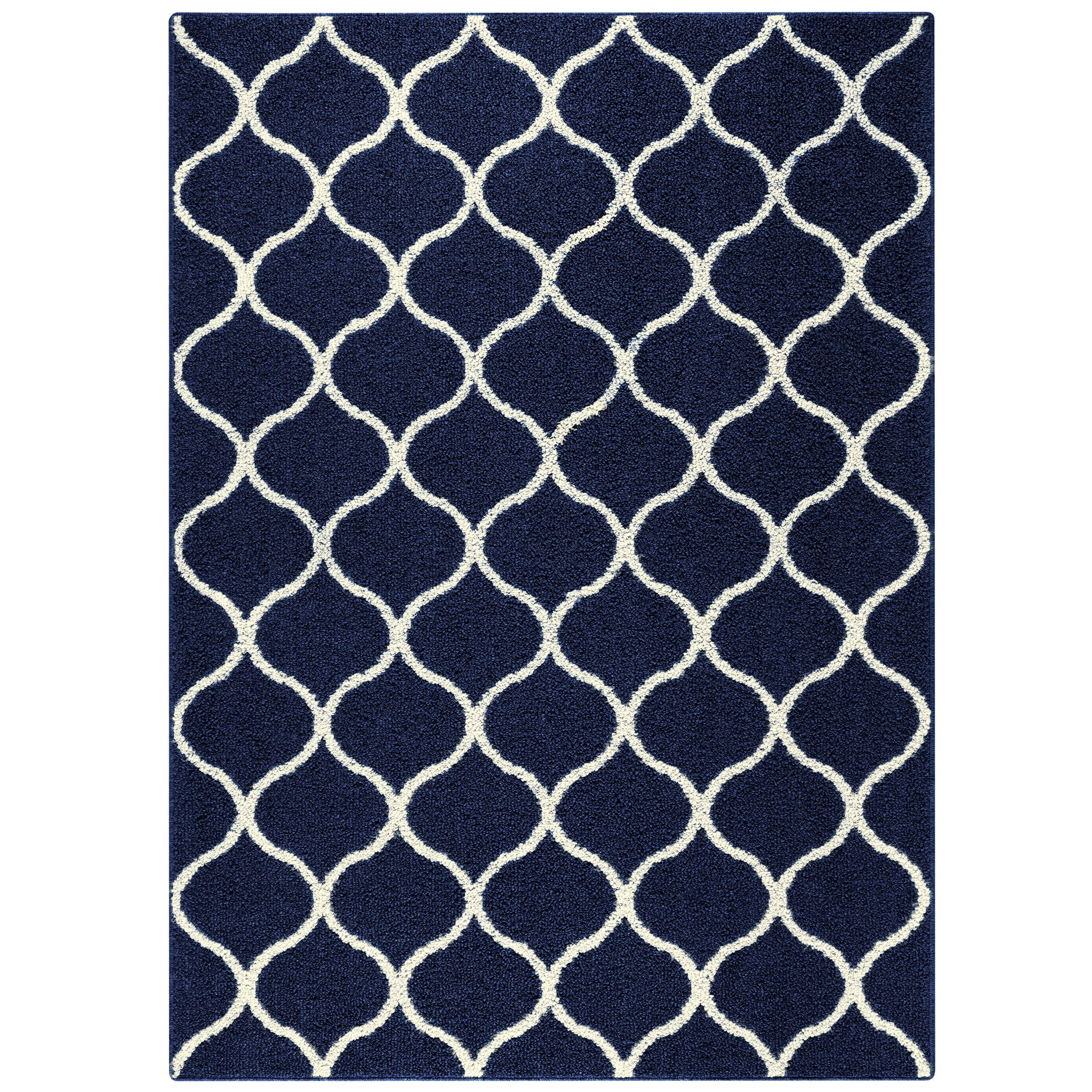 Maples Rugs Transitional Fretwork Navy Blue Indoor Living Room Area Rug