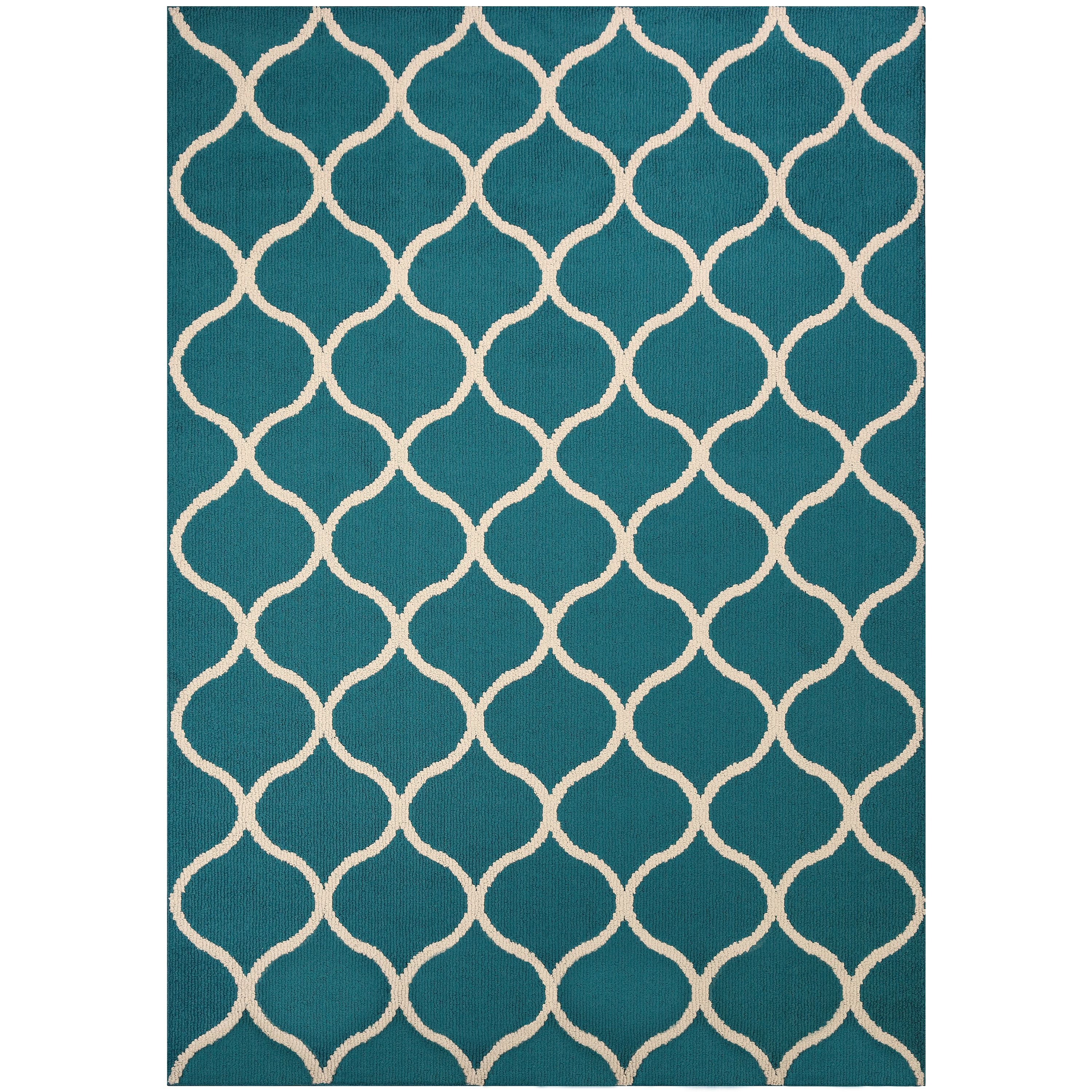 Maples Rugs Transitional Fretwork Teal Blue Living Room Indoor Area Rug, 5' x 7' - image 1 of 6