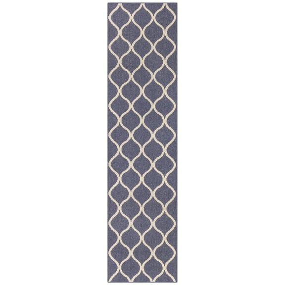 Maples Rugs Transitional Geometric Rebecca Indigo Blue Indoor Hallway Long Runner Rug, 2'6" x 10'