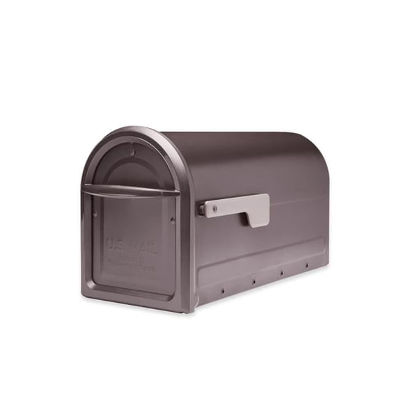 Mapleton Post Mount Mailbox with Premium Champagne Flag - Rubbed Bronze - Large