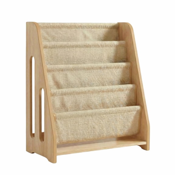 Maplewood Grainpattern 5-Tier Leaning Ladder Bookshelf Natural Wood Finish