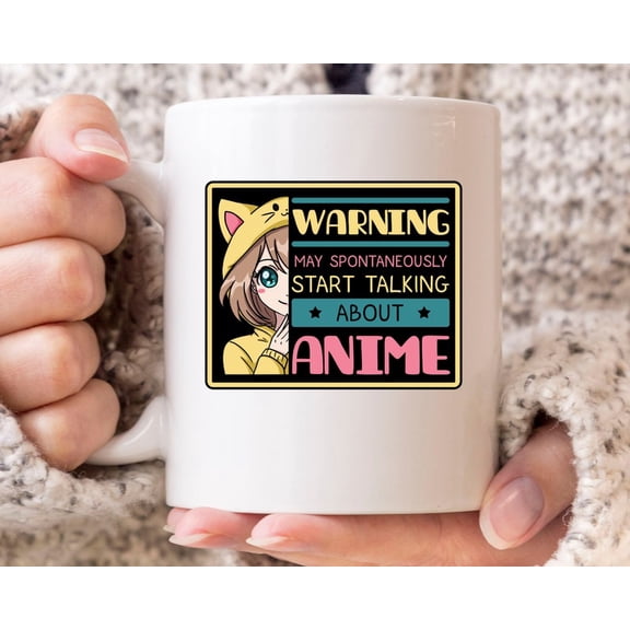 Mapontaneoutart Talking AB1Out Anime Mug, j1apanese Anime Coffee Cup For Anime Lovers, Cute KawaI1I C1Artoon Gift, Watching Anime Mug