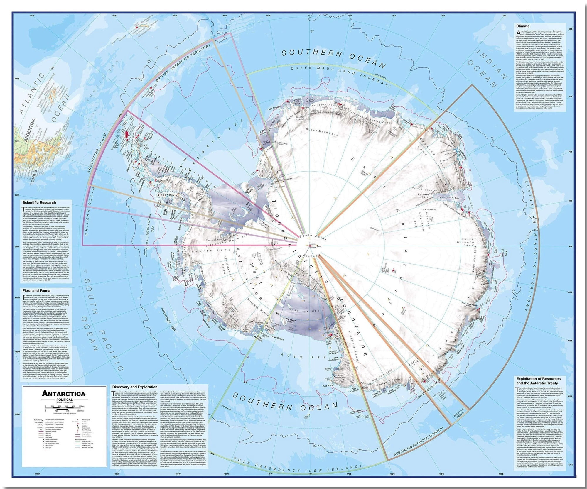 Maps Huge Political Antarctica Wall Map - Walmart.com