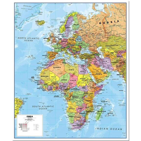 Maps Political Europe Middle East Africa (EMEA) Map - poster