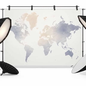 Maps Of The World Photography Backdrop 7x5FT, Blue Ombre Retro Earth Tourism Map Beige Photo Backdrops, Background for Photography Studio Photo Studio Background, Back Drop for Photoshoot