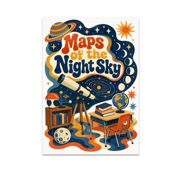 Maps of the Night Sky Wall Art - Astronomy Classroom Teacher - 13x19 Poster Print