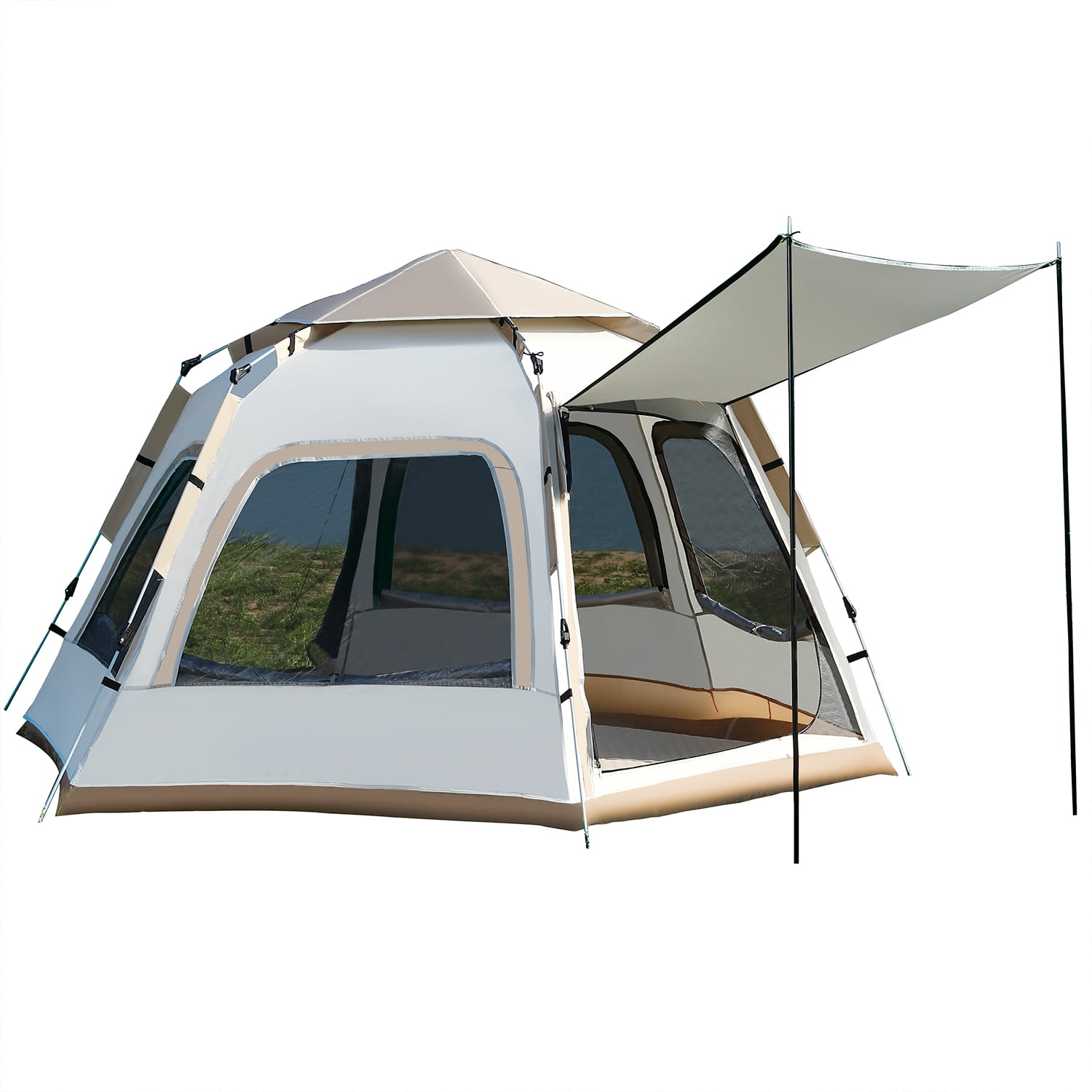 GoGlamping HENGEN+ 4m×4m Waterproof 4-6 Person Camping Tent, Large Portable Glamping