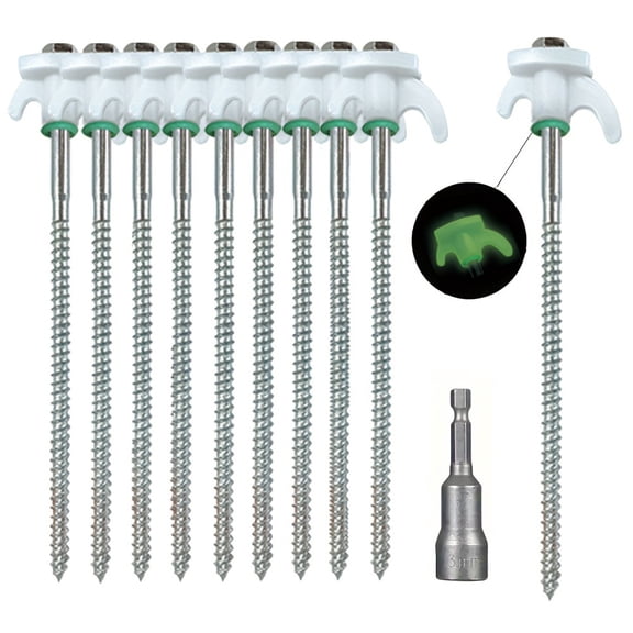 Mapskey Tent Stakes , Heavy Duty Galvanized Non-Rust Ground Stakes Metal Tent Pegs Ground Stakes Tent Spikes for Camping Patio, Garden, Canopies, Grassland, Outdoor, 10 Pack