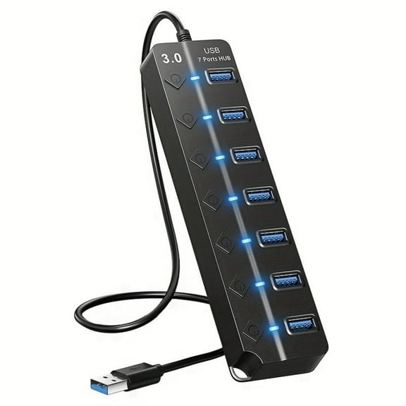 Jous USB Hub Splitter,7 Port  3.0 for Laptop Desktop USB Adapter with Individual Switches