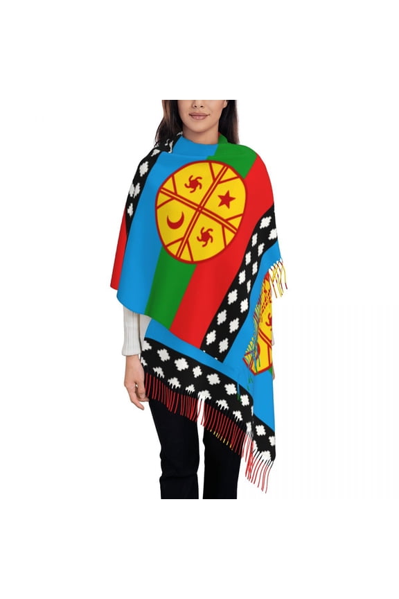 Mapuche Flag Women's Pashmina Shawl Wraps Fringe Scarf Long Large Scarf