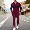 thumbnail image 1 of Maqroz 2 Piece Lounge Set for Men Striped Set Long Sleeve Turn Down Collar Top and Casual Pants Classic Formal Outfits for Golf Leisure Activity Outdoor Relaxation Wear, 1 of 5
