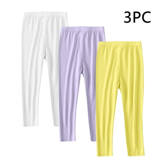 Maqroz 3 Pieces Girls Leggings High Waisted Stretchy Soft Cotton Tummy Control Yoga Pants Athletic Gym Trousers 2-13 Years