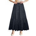 thumbnail image 1 of Maqroz A Line Skirt Hollow Out Embroidered Summer Bottoms Lightweight Breathable Solid Color Stylish Dailywear for Women, 1 of 9