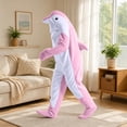 thumbnail image 1 of Maqroz Adult Animal Dolphin Onesie Pajamas Unisex Fleece Halloween Costume Long Sleeve Sleepwear Cosplay Jumpsuit Homewear Winter Warm Party Outfit, 1 of 7
