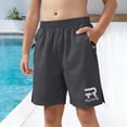 thumbnail image 1 of Maqroz Athletic Shorts for Boys Elastic Waist Side Split Short Pants Stretchy Shorts Solid Color Lightweight Breathable Sports Bottoms with Zipper Pockets for Running, Training, Size 12-13Years, 1 of 9