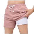 thumbnail image 1 of Maqroz Boys 2 in 1 Swim Shorts Mesh Lined Beach Trunks Quick Dry Athletic Running Shorts Elastic Waist Summer Pool Bottoms Pink,130, 1 of 8