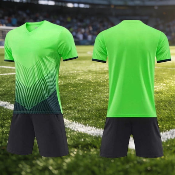Maqroz Boys Football Set Baseball 2 Piece Outfits School PE Gym Athletic Sweatsuits Summer Short Sleeve Compression Shirt and Shorts Sportswear 5-15 Years