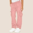 thumbnail image 1 of Maqroz Boys Multi Pocket Cargo Pants Outdoor Hiking Trousers Elastic Waist Utility Bottoms Casual Loose Fit Solid Grey Tactical Gear Pink,9 Years, 1 of 6