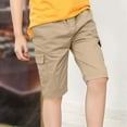 thumbnail image 1 of Maqroz Boys Outdoor Cargo Shorts Multi Pocket Utility Pants Elastic Waist Knee Length Hiking Camping Summer Bottoms Solid Color Khaki,11 Years, 1 of 8