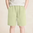 thumbnail image 1 of Maqroz Boys Sweatpants Casual Loose Elastic Waist Shorts Mid Thigh Solid Color Short Pants Sports Lightweight Breathable Summer Outfits with Pockets for Back To School, Size 9-10 Years, 1 of 6