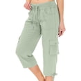 thumbnail image 1 of Maqroz Capri Cargo Pants for Women Loose Fit Multiple Pockets Breathable Elastic Waist Cropped Pants Outdoor Hiking Travel, 1 of 7