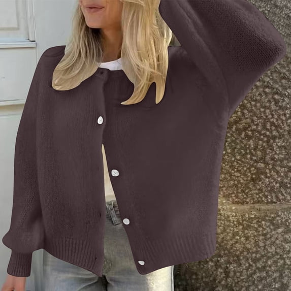 Maqroz Cardigan Sweaters for Women Long Sleeve Button Cardigan Chunky Knit Soft Sweater Casual Loose Solid Color Top Fall Winter Warm Lightweight Tops