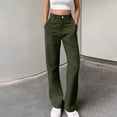 thumbnail image 1 of Maqroz Cargo Pants Women Jeans Baggy Stretch High Waisted Chino Pants Straight Leg Y2K Trousers Dressy Casual Work Pants with 4 Pockets Button Closure Front Bottoms Streetwear, Army Green L, 1 of 8