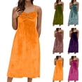 thumbnail image 1 of Maqroz Cocktail Dresses for Women Spaghetti Strap Summer Solid Color Velvet Elegant Mini Dress Slim Fit for Party Evening Events Night Outings Orange L, 1 of 8