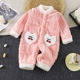 thumbnail image 1 of Maqroz Cute Girls Boys Fuzzy Fleece Snowsuit Winter Warm Romper Long Sleeve Hooded Onesie Outerwear Daily Wear Toddler Clothes with Animal Pockets, 1 of 8