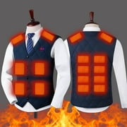 Maqroz Deals of the Day Clearance Heated Vest for Men USB Charging Heating Vest V Neck Sleeveless Button Down Vest Padded Jacket Coat Thermal Winter Clothing Cyber and Monday Deals