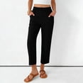 thumbnail image 1 of Maqroz Denim Capris for Women Stretch Pull on Plus Size Elastic High Waist Cropped Pants with Pockets Stretchy Summer Straight Leg Capri Jeans Casual Trousers Loose Fit Black XXL, 1 of 8