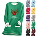 thumbnail image 1 of Maqroz Festive Holiday Tops for Women Long Sleeve Crewneck Fleeced Lined Top Vintage Funny Christmas Pullover Casual Trendy Pullovers Vacation Loose Sweatshirt with Pockets, 1 of 6
