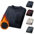 thumbnail image 1 of Maqroz Fleeced Lined Sweater for Men Thick Warm Pullover Long Sleeve Round Neck Top Fashion Jaquard Knit Sweaters Fall Winter Thermal Plus Size Pullovers, 1 of 3