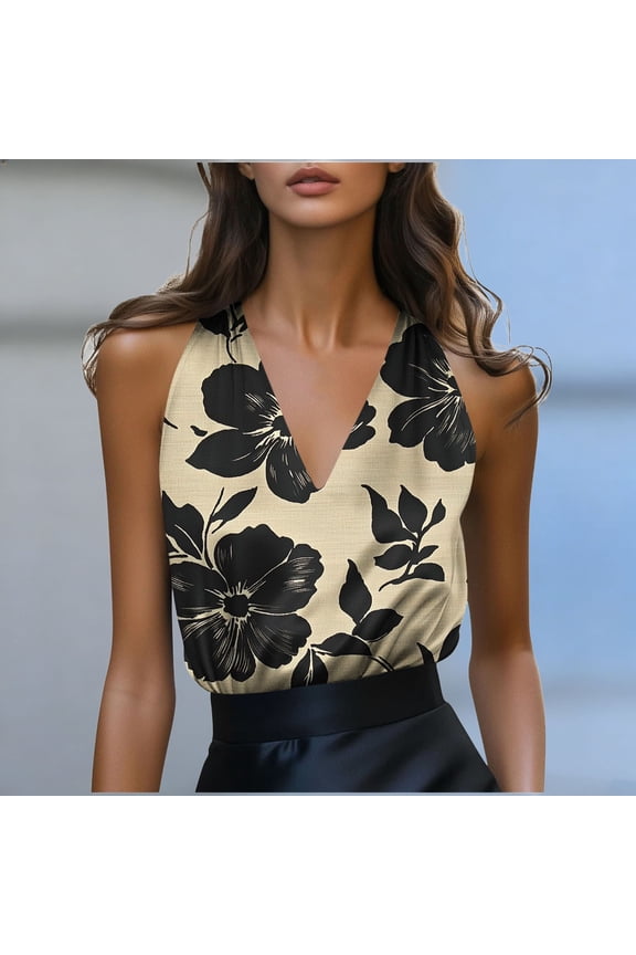 Flowy Tank Tops for Women Plus Size Floral Prints V-Neck Lightweight Stain Top Breathable Cozy Halter Trendy Summer Clothing for Chic Everyday Wear