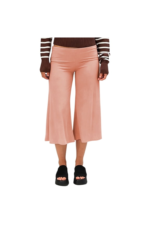 Gaucho Pants for Women Fold Over Waist Cropped Trousers Casual Vintage Wide Leg Lounge Activewear Yoga Dance Athletic Gym Clothing