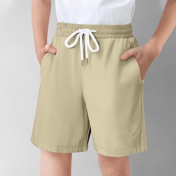 Maqroz Girls Athletic Shorts Solid Color Elastic Waistband Casual Summer Shorts Lightweight Quick Dry Stretchy Comfortable Bottom 5-16 Years